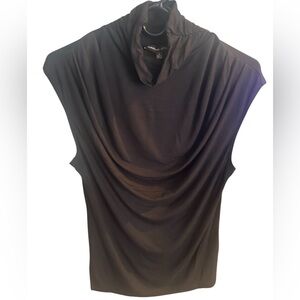 Adrienne Vittadini sleeveless top  a draped cowl turtleneck design- Cacao Medium